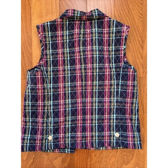 Vintage Company Collection Women's Snap Navy Pink Quilted Plaid Vest Size M - Picture 4 of 6